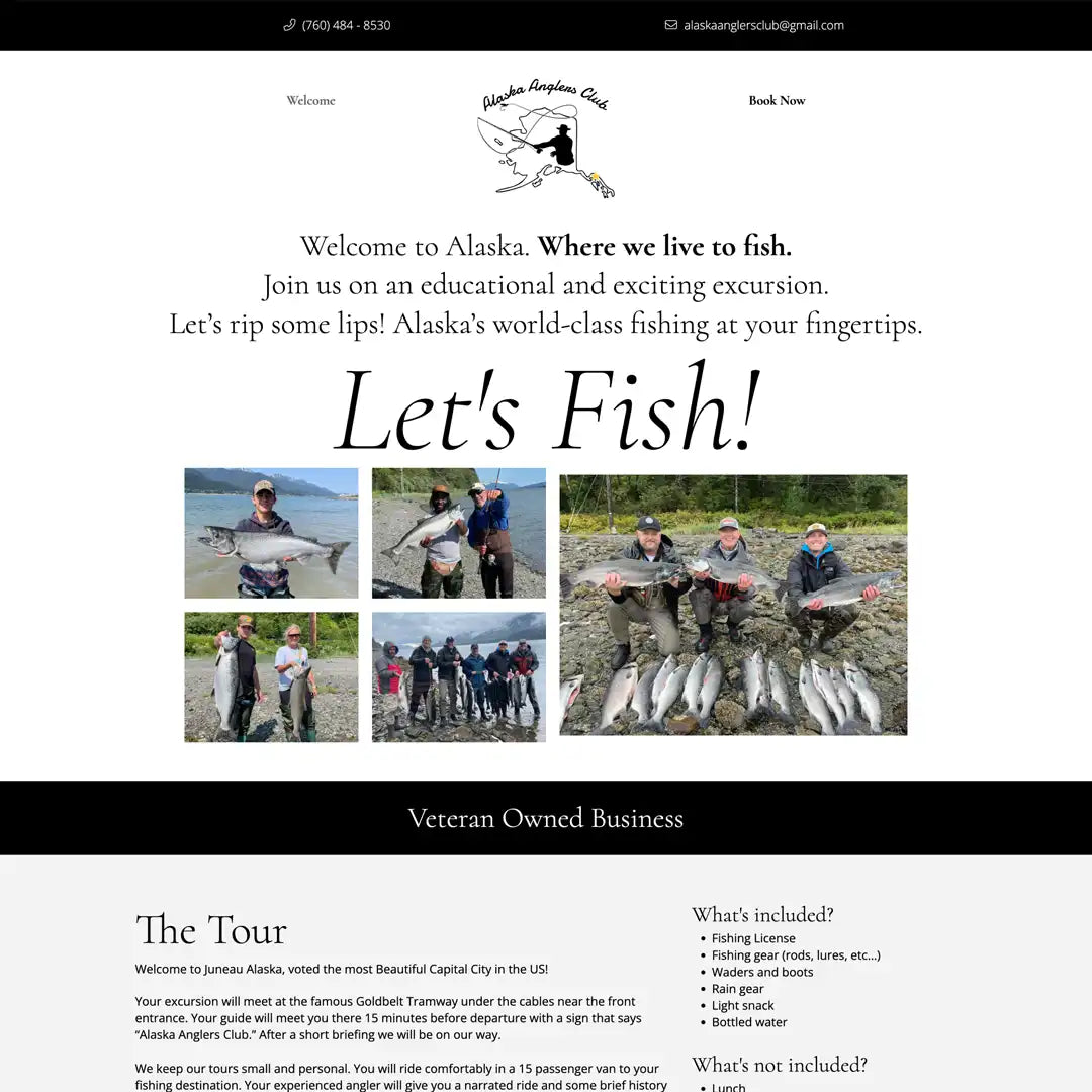 Alaska Anglers Club website by Mace Design Co. in Juneau, Alaska.