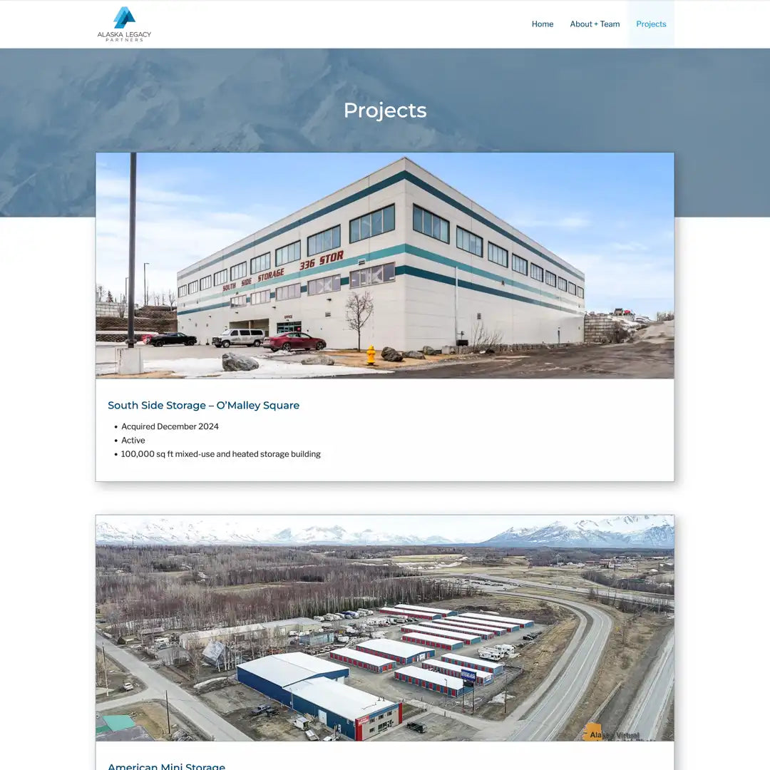 Alaska Legacy Partners website by Mace Design Co. in Juneau, Alaska.