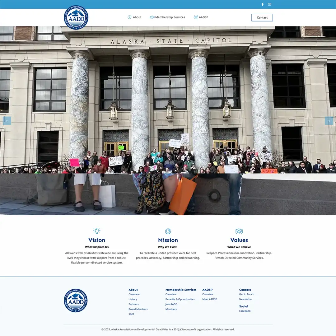 AADD website by Mace Design Co. in Juneau, Alaska.